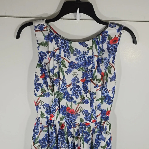 {eShakti} Pleat Bib Floral Print Georgette Maxi Dress - Size XS (2) - Picture 7 of 17